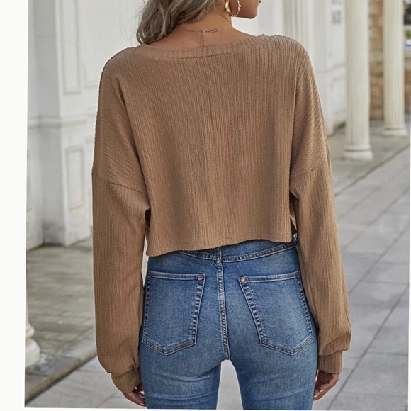 Robby Ribbed Knit Drop Shoulder Ladies Top - Picture 2 of 5